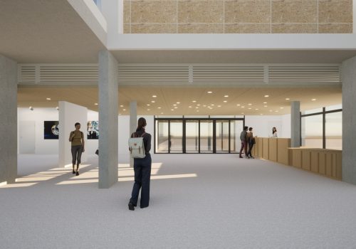 02_LECRATERE_accueil_vue vers parvis_blond&roux, architectes